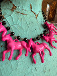 Pink/Black Pony Parade Pearl Necklace