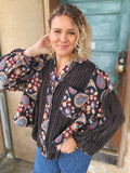 Black Boho Bloom Sweater Shacket