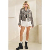 Leopard Denim jacket with back contrast: FLORAL SEQUINS / S