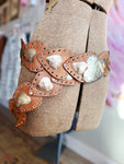 Handcrafted Leather belt with hearts in Tan