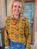 Golden Flutter Oversized Tee — Mustard