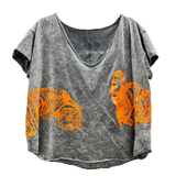 Vintage Style Tee with Tiger Graphic on Front and Back: Pink