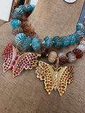 Chromatic Butterfly Acrylic Necklace - Teal or Brown