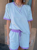 Sweet Escape Stripe Set - Mint/Purple