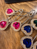 Big Sparkly Heart Safety Pin by Jaded Gypsy