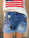 Flower Market Denim Shorts