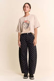 High-Waist Polka Dot Barrel Pants: Black / S-M-L(2-2-2)