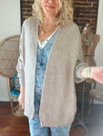 Wool Blend Open Front Cardigan - Oatmeal