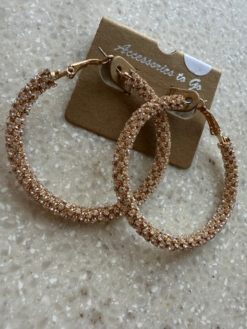 “Rhinestone Rodeo Hoops” – Gold Bling Hoops
