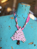 Pink Pearl Christmas Tree Scarf Necklace