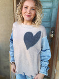 Sweetheart Denim Patch Sweater
