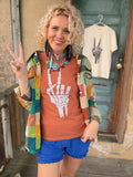 Peace Out Skeleton Graphic Tee - Yam/White