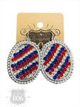 806 Medium oval earring with crystals: Silver Clear