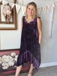 A Rare Bird Magenta Burnout Velvet Dress