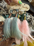 Pink or Blue Feather Earrings by A Rare Bird