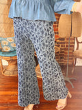 Hippie Daisy Chenille Flower Palazzo Pants