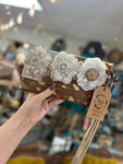 A Rare Bird Clutch Purse Ivory Flowers