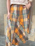 Golden Hour Plaid Midi Skirt