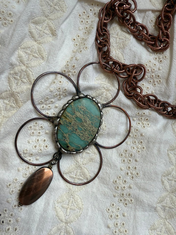 Art By Amy Copper/Turquoise Daisy Necklace