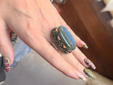 Electric Moon Labradorite Statement Ring