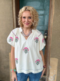 Blushing Garden Embroidered Top