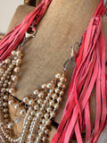 Art By Amy Coco Pearl/Rose Fringe Necklace