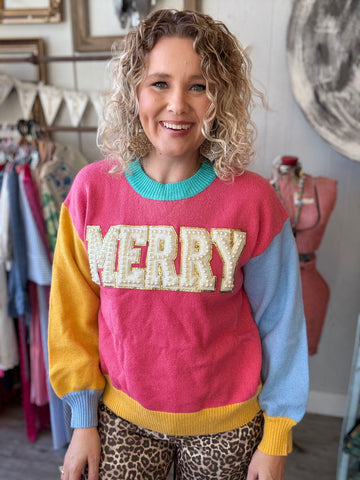 🎄 Merry & Bright Colorblock Sweater