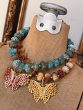 Chromatic Butterfly Acrylic Necklace - Teal or Brown