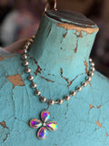 Silver Petal Pop Ball Chain Necklace