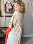 Taupe/Rust Embroidered Dress