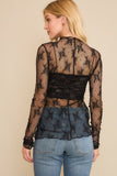 Black Mesh Lace Layering Longsleeve Top