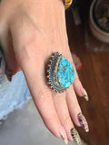 Stormy Turquoise Raindrop Ring