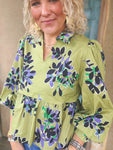 Avocado Petal Peplum Top