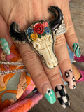 Tibetan Carved Steer Flower Ring