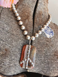 Jasper Peace on Navajo Pearls Necklace