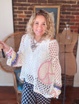 Spring Rainbow Peace Crochet Sweater