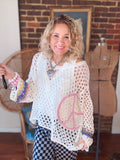 Spring Rainbow Peace Crochet Sweater