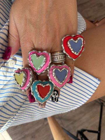 Heart Stacked Howlite Ring