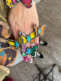 🦋 “Butterfly Garden Ring” – Art by Amy Adjustable Statement Ring