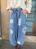 Washed Crochet Patch Jogger Pants