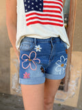 Flower Market Denim Shorts