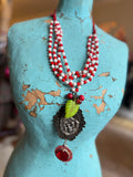 Candy Cane Christmas Foliage Necklace - Art By Amy