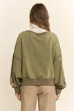 Vintage Holiday Graphic Washed Sweatshirt: Olive / S-M-L(2-2-2)
