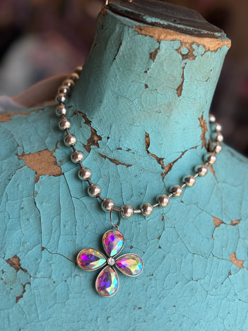 Silver Petal Pop Ball Chain Necklace