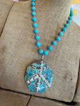 Natural Blue Stone Soldered Peace Necklace