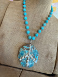 Natural Blue Stone Soldered Peace Necklace