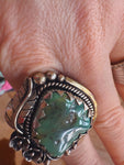 Tibetan Feather Frame Turquoise Ring