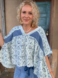 Denim Bloom Boho Top