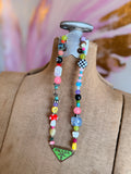 Funky Luxe Necklace by SBC - Lime/Light Blue Dice
