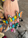 🦋 “Butterfly Garden Ring” – Art by Amy Adjustable Statement Ring